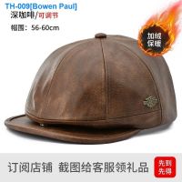 ☂❀✠ Road w hat man winter fur hats male with velvet warm warm waterproof PU leather octagonal cap painter cap cap