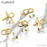 【hot】✉  925 Sterling Needle Colorful Hoop Earrings for Four Pendant Moon/star/cross/heart Luxury Jewelry