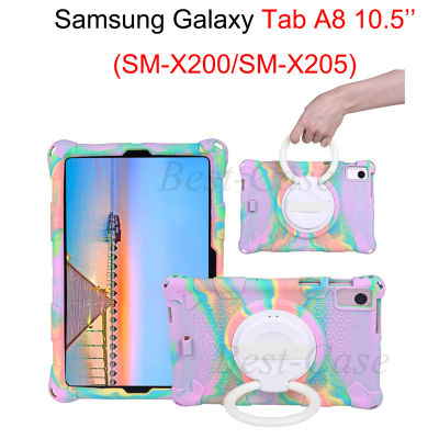 แหวนหมุนได้360องศาสำหรับ Samsung Galaxy Tab A 8 10.5นิ้ว SM-X200 SM-X205พร้อมขายึดด้านหลังหลายสีกันกระแทก Casing Tablet เคสสำหรับ Galaxy Galaxy Tab A 8 10.5 X200/X205