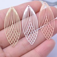 【HOT】 6pcs gold Oval Charms Thin Pendant Plated Jewelry Earring Findings