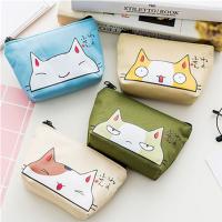 Cartoon Cat Print Mini Oxford Key Wallet Women Card Holder Zipper Money Pouch Purse Storage Bag Kawaii Girls Cute Wallet