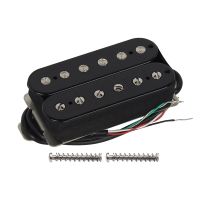 FLEOR Gitar Humbucker Pickup Koil Ganda Jembatan แม่เหล็กรถกระบะ4-Kabel Keramik Hitam Bagian Gitar Listrik