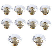 10Pcs 40Mm Diamond Door New Transparent Crystal Pull Drawer Cabinet Furniture Handle Knob Screw Hot Worldwide Gold Base