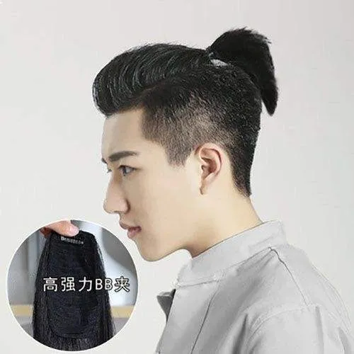 Men's big back head can be tied with short hair, ponytail, pigtails, short  head lifelike hair replacement piece, natural hair replacement top wig |  Lazada PH