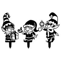 Outdoor Christmas Elves Black Elf Silhouette Art Yard Ornaments Decor 3Pcs Waterproof Metal Holiday Lawn Decoration for Pathway Garden Outdoor Lawn fit