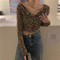 Yedinas Leopard T-shirt Women Clothes Long Sleeve Streetwear Cardigan Tops O-neck 2021 Autumn Fashion Harajuku Tee Shirt Femme