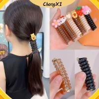 CHONGXI 6pcs Scrunchie ที่คาดผมสายโทรศัพท์ แหวนติดผม อีลาสติก สายรัดผมโทรศัพท์ 2023ใหม่ ผูกผมเกลียว สำหรับผู้หญิง