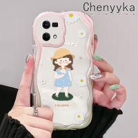 เคส Chenyyyka สำหรับ OPPO Reno 7 4G Reno 8 4G F21 Pro F21s Reno 4 Pro Reno 4 Pro Reno 6เคสการ์ตูนในฤดูร้อนที่น่ารักเด็กผู้หญิงตัวเล็กลายโค้งเคสใสเนื้อครีมใสฝาครอบป้องกันเคสมือถือ