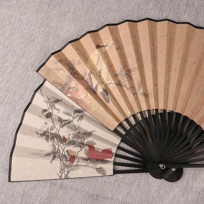 №✴✁  Ancient paintings of flowers and birds painting paper folding fan product design nostalgic style Chinese wind restoring ancient ways