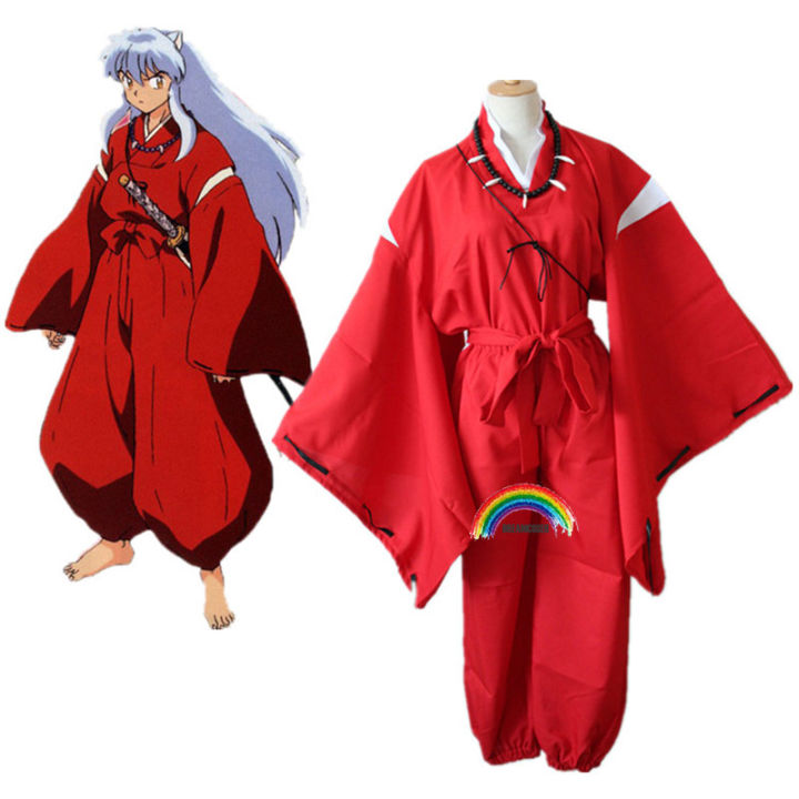 อะนิเมะ-inuyasha-ชุดคอสเพลย์สีแดงญี่ปุ่น-kimono-higurashi-kagome-kikyo-sesshoumaru-สำหรับปาร์ตี้ฮาโลวีน-wigs-ฟรี-wigcap