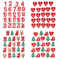 Christmas Countdown 24 Number Felt Sticker Calendar Label Xmas Ornament Scrapbooking Stationery Sticker Gift Box Packing Sticker Stickers  Labels