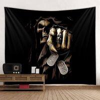 Cool Scary Halloween Skull Print Tapestry Soft Easy Care Decorative Wall Tapestry