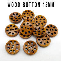 100PCS 15MM ไม้ปุ่มดอกทานตะวันเสื้อเด็กเสื้อปุ่มเสื้อผ้ารองเท้าเย็บ MCB-1068-Mumie