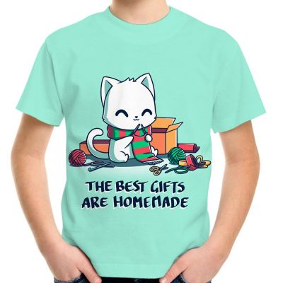 4-20Y Summer Children T Shirt For Boys Girls Animal Cute Cat Printed Funny Pattern Clothes Tops Kids Birthday Party Gift T-Shirt