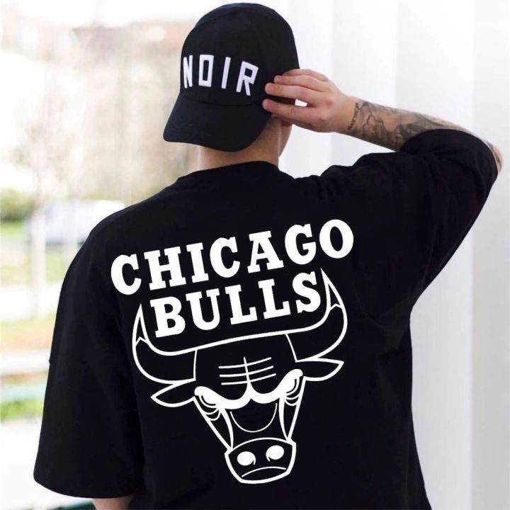 Chicago Bulls NBA Large Team Logo Black Oversized T-Shirt