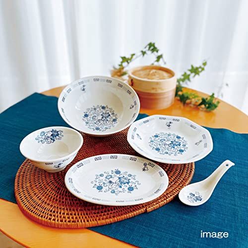 จานชามถั่วลิสงสนูปี้แบบจีนจานแปดเหลี่ยมสูง9ซม-ดอกไม้สีฟ้าผลิตในประเทศญี่ปุ่น618121