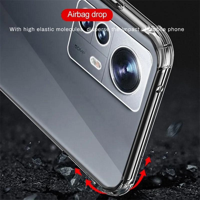 USTIYA Case for Xiaomi 12S Ultra Clear TPU Four Corners Protective Cover  Transparent Soft funda