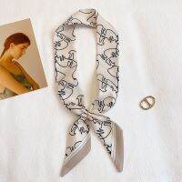 ★New★ Original design long line design small silk scarf headband female headscarf retro wrap spring and autumn all-match braided hair ribbon