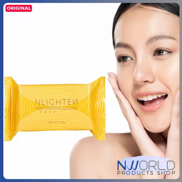 NWORLD Products Nlighten Kojic Papaya with Glutathione Soap Whitening Good for Oily Skin 135g