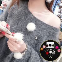 Blue Shop Women Sweater Hairball Charm Imitation Pearl Fashion Corsage Brooch Pins Simulated Collar Womens Fashion Multi Color