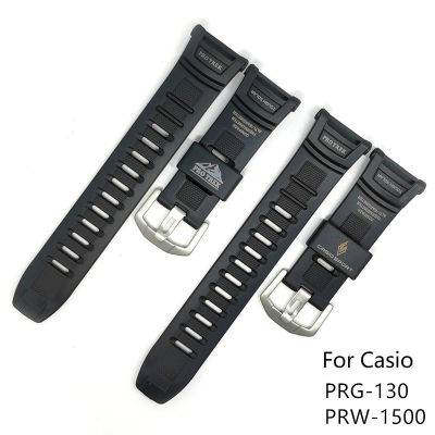 Resin Sport Band For Casio G-SHOCK PRG-130 PRW-1500 Watch Elastic Black Loop Strap Waterproof Rubber Replace Bracelet WatchBands