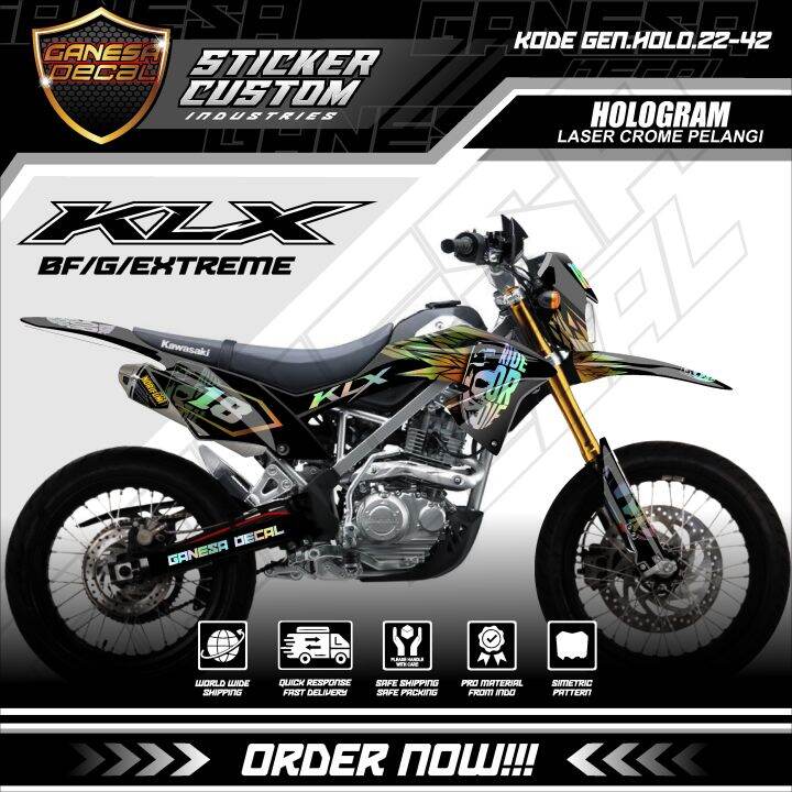 Decal Sticker Setiker Hologram Pelangi Motor Cross Kawasaki Klx Bf Fullbody Dekal Stiker