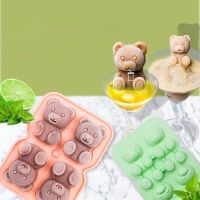 ☇❉✉ Food Grade Silicone Bear Ice Mold 4 Grid 3D Little Teddy Bear Shape Ice Cube Silicone Mold Ice Tray Whisky Silicone Ice Box