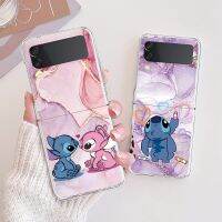 For Samsung Galaxy Z Flip 3 4 5 Flip3 Flip4 Coque Disney Stitch Marble Case For Samsung Galaxy ZFlip 4 3 5 ZFlip5 Hard Cover Phone Cases