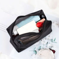 1 Pc Black Transparent Mesh Storage Bag Women Men Cosmetic Bags Portable Travel Toiletry Organizer Pouch Coin Purse Makeup Bags