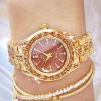 Elegant GOLD สร้อยข้อมือนาฬิกาผู้หญิงแบรนด์หรู rhinestone กันน้ำสแตนเลสสุภาพสตรีนาฬิกาข้อมือ relogio feminino