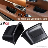 ☂﹍ gsger 2 pçs abs preto porta lateral do carro lidar com caixa de armazenamento braço direto esteira antiderrapante apto para volvo s90 v90 cc 2017 2018