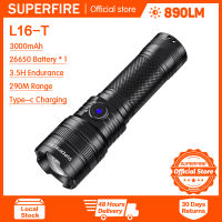 SUPERFIRE L16-T ไฟฉายแรงสูงกลางแจ้ง Ultra-Bright ระยะยาวแบบชาร์จไฟได้ LED ยุทธวิธีในครัวเรือนแบบพกพาไฟฉุกเฉิน