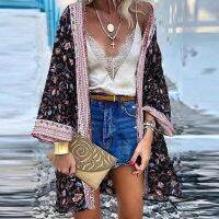 Hot sell Bohemian Casual Cloak Cardigan for Swimsuit woman 2023 Summer Beach Swimwear Smock Tops Long Sleeved Female Clothing