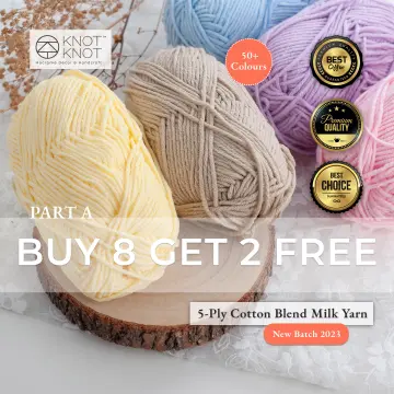 Buy, 5 Ply Soft Milk Cotton Yarn for Amigurumi, Crochet, Knitting, Punch Needling