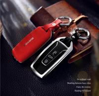 ◘ High Quality Car Suede Leather Keychain Case For VW Touareg 2019 2020 Remout Key Cover Protection Accessories