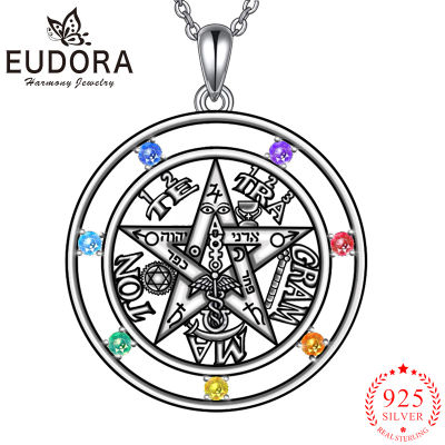 7สี Chakra Tetragramaton สร้อยคอ Eudora 925เงินสเตอร์ลิง Pentagram Amulet จี้ Guardian Star ผู้ชายผู้หญิงเครื่องประดับ