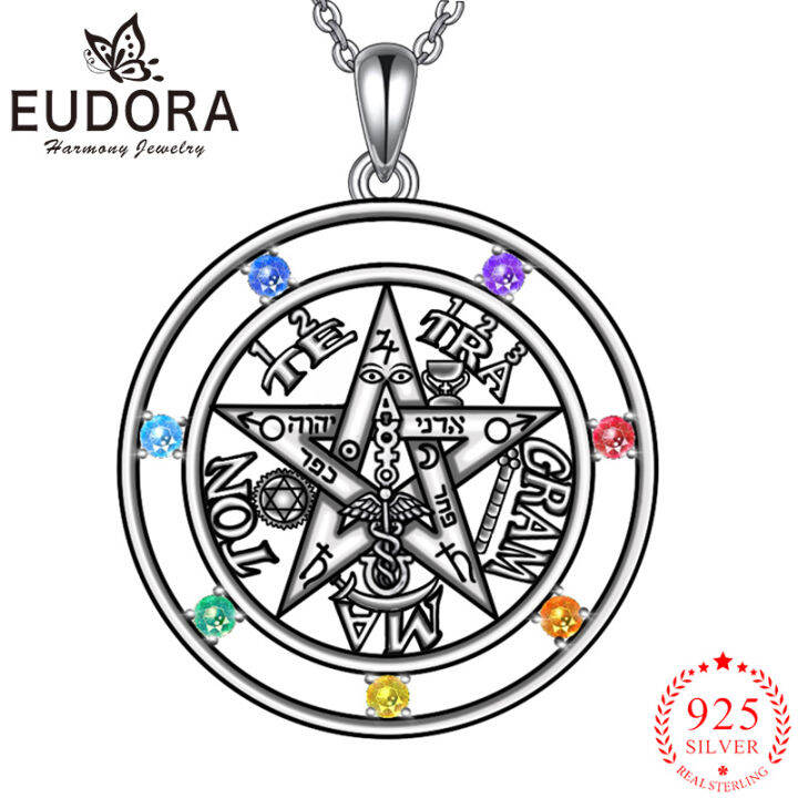 7สี-chakra-tetragramaton-สร้อยคอ-eudora-925เงินสเตอร์ลิง-pentagram-amulet-จี้-guardian-star-ผู้ชายผู้หญิงเครื่องประดับ