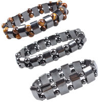 Man Woman ลูกปัดหินธรรมชาติ Tigers Eye Hematite Charm สร้อยข้อมือผู้ชาย Tiger Eye &amp; Hematite Energy สร้อยข้อมือหินโยคะกำไลข้อมือ-fbgxbgdbnxxfn