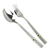 ช้อนส้อม สแตนเลส ด้ามลายเพชร 1คู่ รุ่น Fork-Spoon-Stainless-Steel-set-plane-dot-08D-June-p