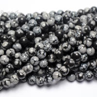 Meihan (2strandsset) wholesale natural 8mm snowflake obsidian round loose beads for jewelry making design