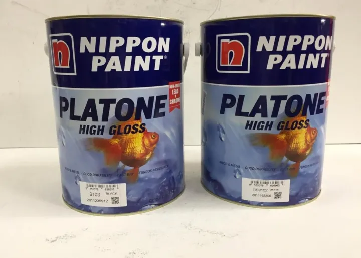 NKS 1L Nippon Paint Platone High Gloss WoodMetal Paint (Black/ White