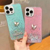 เคสใสลายคริสตัลผีเสื้อ3D เป็นประกายสำหรับ IPhone 15 13 14 11 12 Pro Max XS X XR 6 7 8 Plus SE 2022 2020เคสนิ่มกันกระแทกสุดหรู