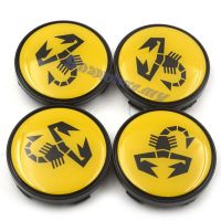 Auto parts 4pcs a lot 63mm Yellow Wheel Center Caps Emblem Badge Car Covers Hub Cap Abarth Car Styling ABS Scorption Caps for Rims