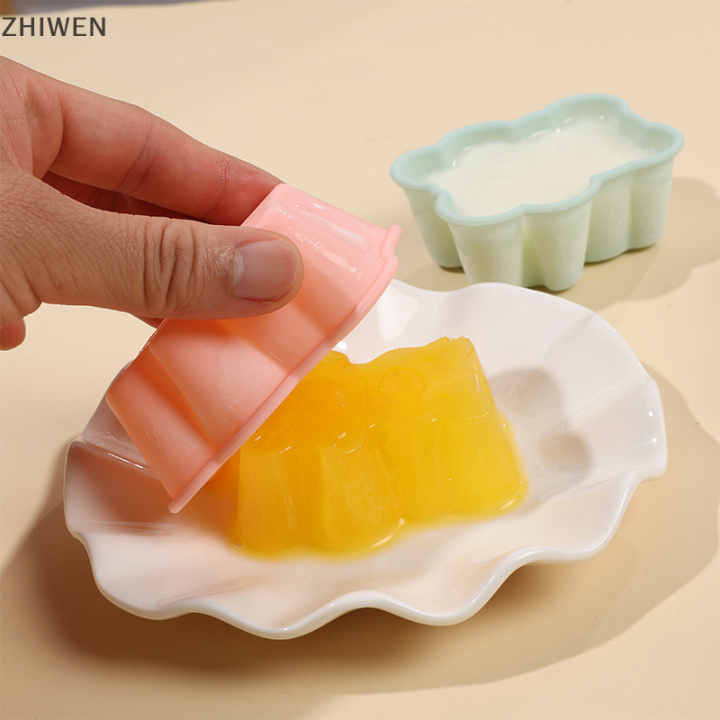 zhiwen-เค้กข้าวเค้กเยลลี่พิมพ์ทำพุดดิ้งทารกซิลิโคนเกรดอาหารอุปกรณ์เบเกอรี่โฮมเมดสีชมพูและสีฟ้า
