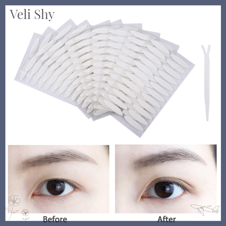 veli-shy-สติ๊กเกอร์แปะเปลือกตากาวในตัวเทปติดเปลือกตาเรืองแสงสองชั้น480แผ่นล่องหน10แผ่น