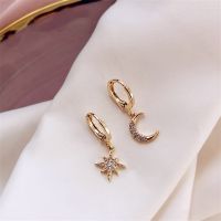 Trendy Star Moon Crystal Drop Earrings For Women Gold Color Star-moon Asymmetric Dangle Earrings Korean Jewelry 16Style 2020 New