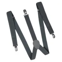 2X Unisex Clip on Suspender Elastic Y-Shape Back Formal Adjustable Braces, Dark Gray