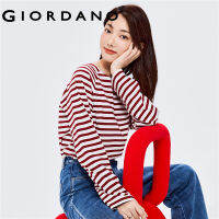 Giordano เสื้อแขนยาวผู้หญิง เสื้อแฟชั่นผญ ลายทาง ลุคสตรีท สไตล์เกาหลี