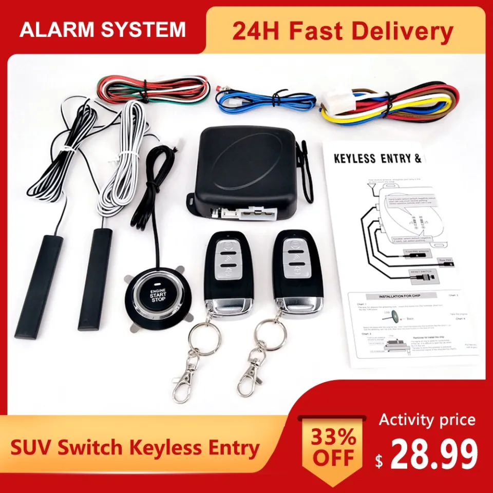 12V Car Keyless Entry Engine Start Alarm System Push Button Starter Stop  Auto Accessories Universal