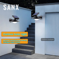 SANX ไฟถนนพลังงานแสงอาทิตย์ LED กลางแจ้ง10W,เซ็นเซอร์ภูมิทัศน์กันน้ำโคมไฟสำหรับสนามตกแต่งสวนชาวบ้านทางเดินระเบียง